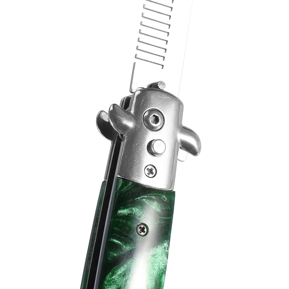 Messer Kamm Klapp Kamm 3 Farben Edelstahl Switchblade Feder Öl Haar Kamm Faltbare Haarstyling Pinsel – Detail 7