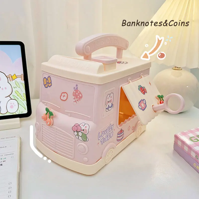 Creatieve Diy Speelgoed Mooie Bus Cash Box Spaarpot Voor Kinderen Met Slot Verjaardagscadeau Spaarpot Geld Bank Speelgoed Voor Kinderen