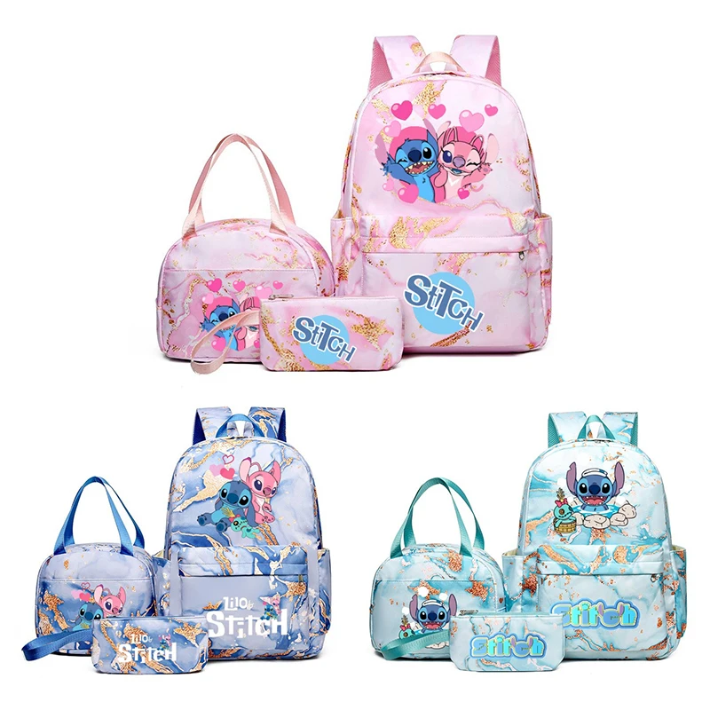 3pcs Lilo & Stitch Anime Backpack Set With Lunch Bag And Pencil Bag, Large Capacity Lightweight And Breathable Outdoor Knapsack