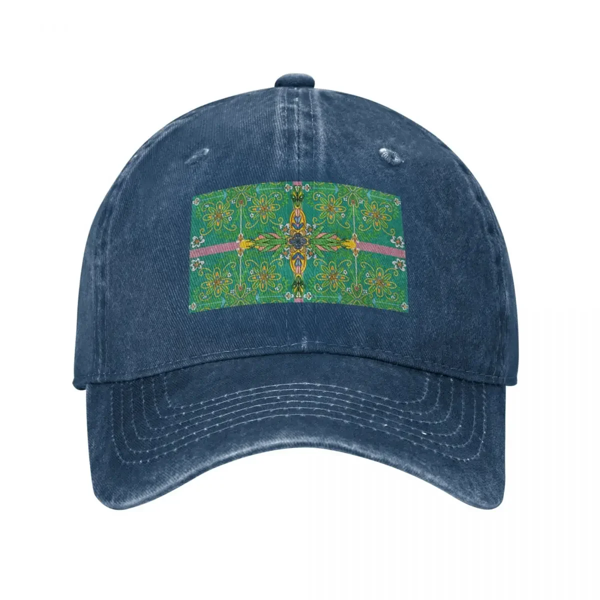 

Botanical Printed Woodland Green Garden Symmetrical Flowers Baseball Cap sun hat fashionable black Women's Golf Wear Men's