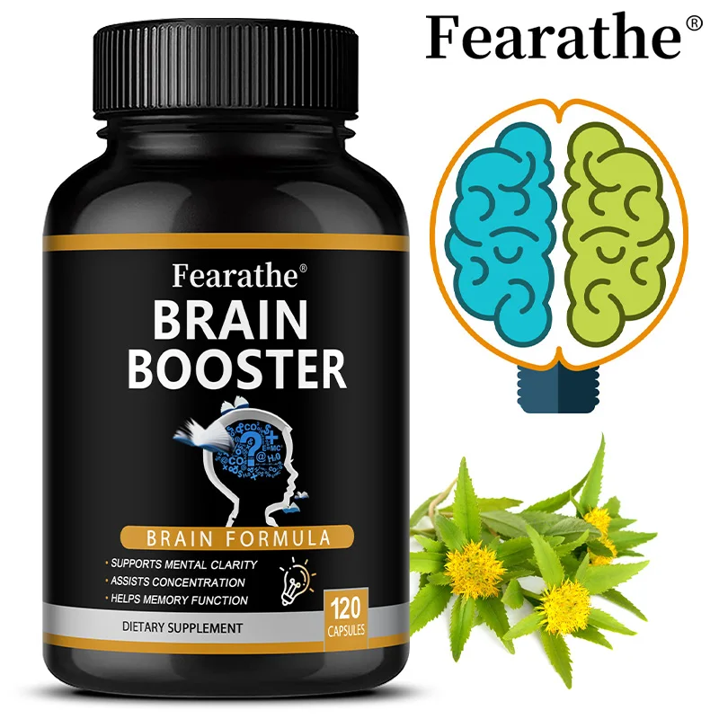 Brain Booster - Contiene Ginkgo, Rodiola + vitamina B12, apoya la salud del cerebro y de la memoria, apoya la salud del sistema nervioso
