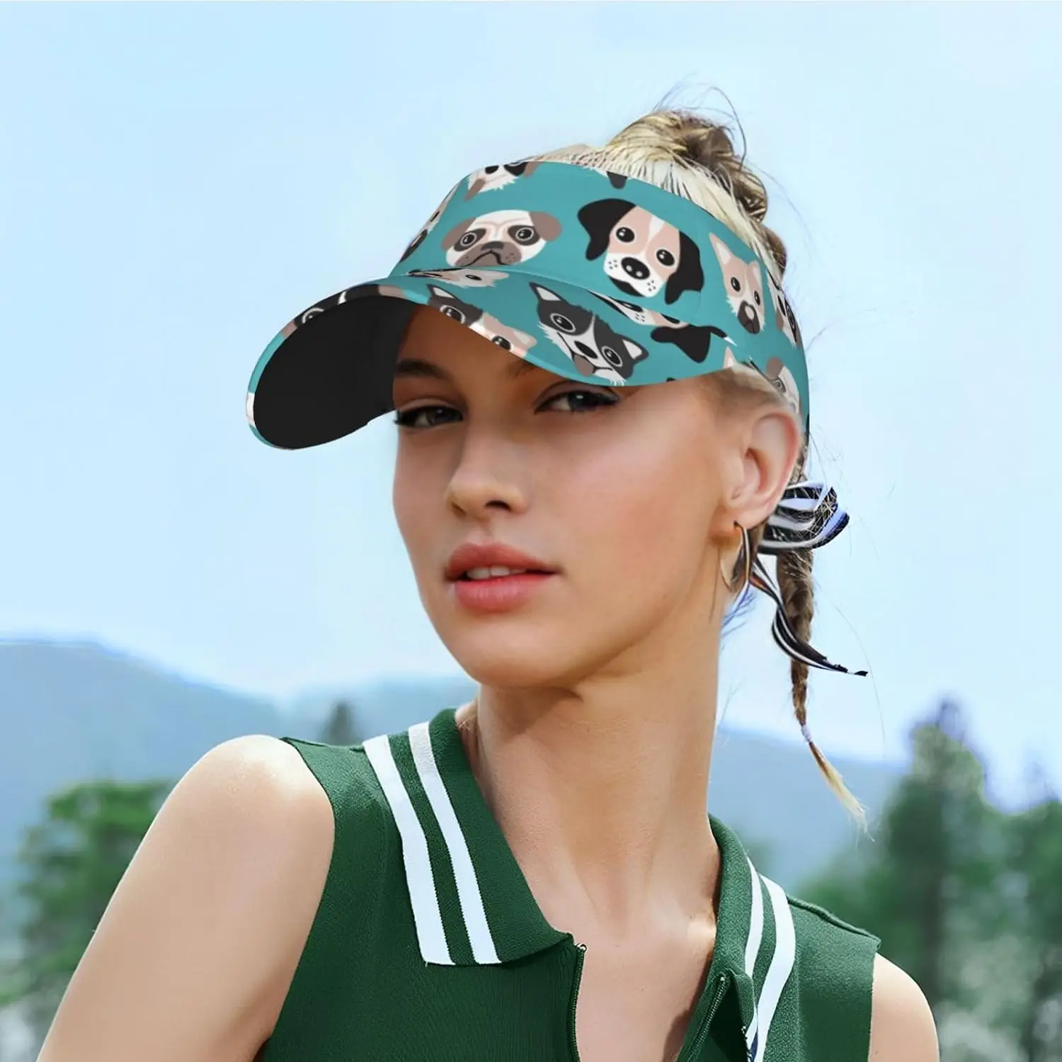 Sport Sun Visor Hat Dalmatian Pug Bull Dog Summer Sun Hat Cap for Running Golf image 6