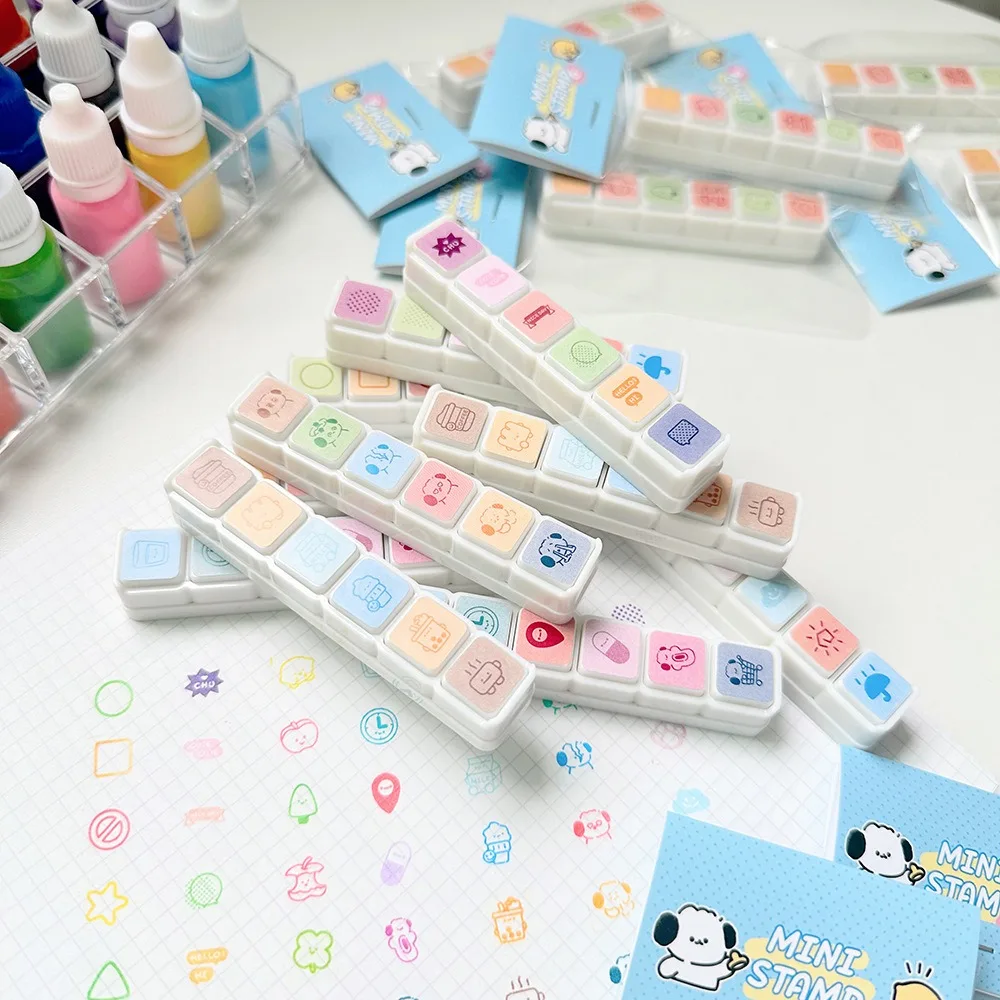 New Kawaii Stamps Decorative 6 Designs Cartoon Scrapbooking Stamp Press Inkpad Stamps Arts Diy Crafts Album