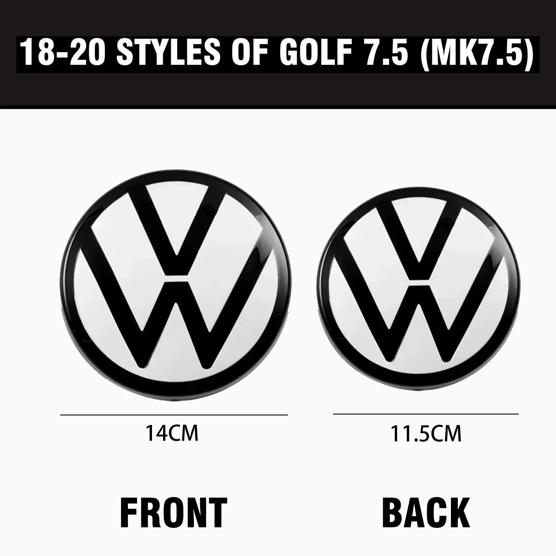 Preto/branco estilo espelho grade dianteira do carro/malas traseiro emblema tampa cobre logotipo para volkswagen vw gti golf 2018-2020 golf 7.5