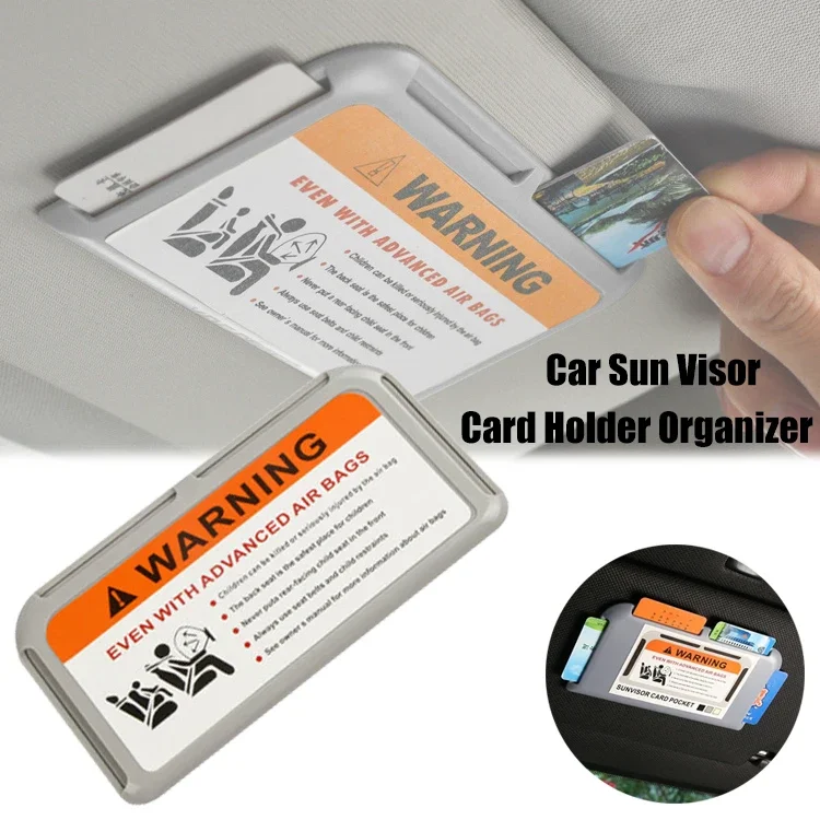 Car Sun Visor Card Holder Organizer Strong Pasting Storag Tidying Auto Instrument Panel Door Card Clip Car Interior Accessories