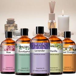 PHATOIL 100ml Pure Natural Essential Oils For Diffuser Candle Making Lavender Jasmine Vanilla Eucalyptus Aroma Essential Oil