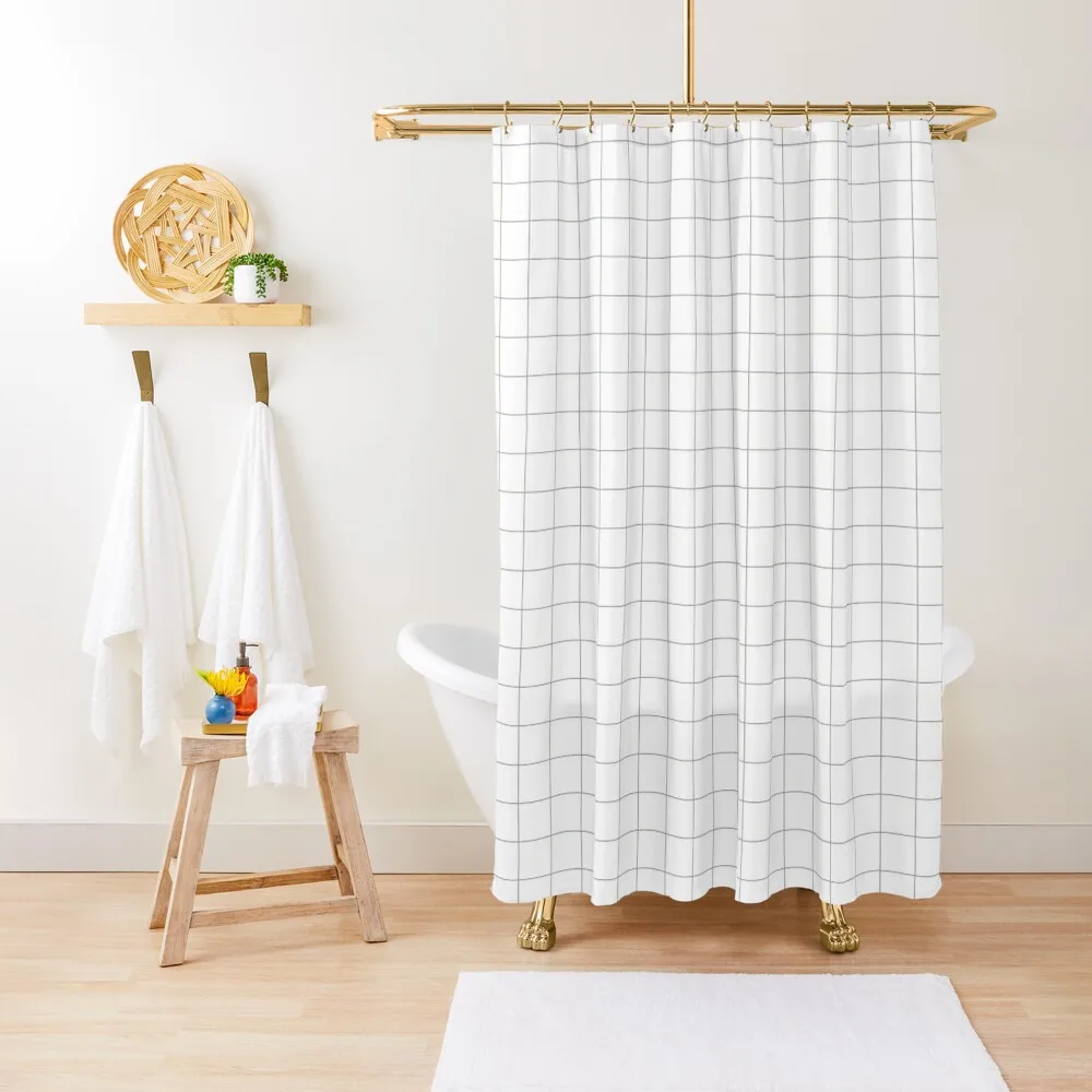 

Grid White & Grey Shower Curtain Luxury Bathroom For Bathroom Shower Curtain