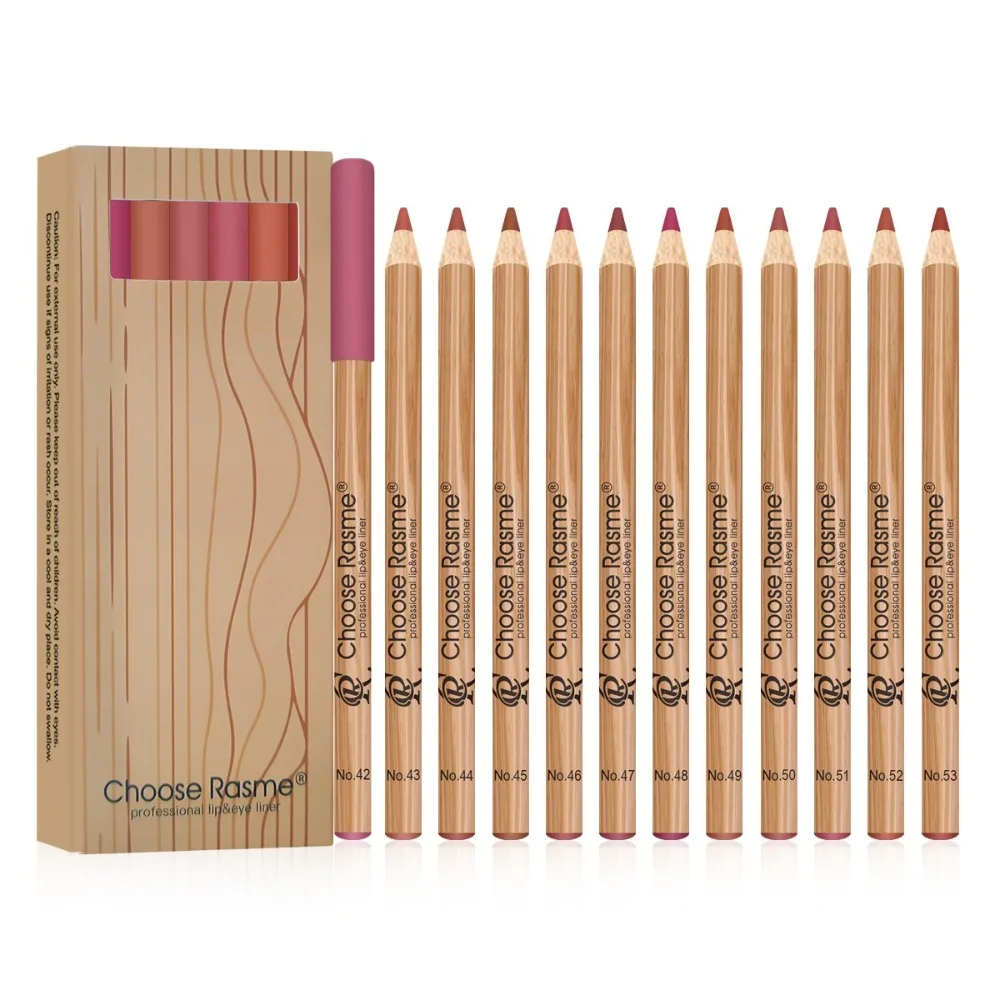 12Pcs/Box Hot Creamy Pencils Lip Liner Set Matte Waterproof Lip Beauty Products Smudge-Proof Long-Lasting Lip Pencil Woman Girls
