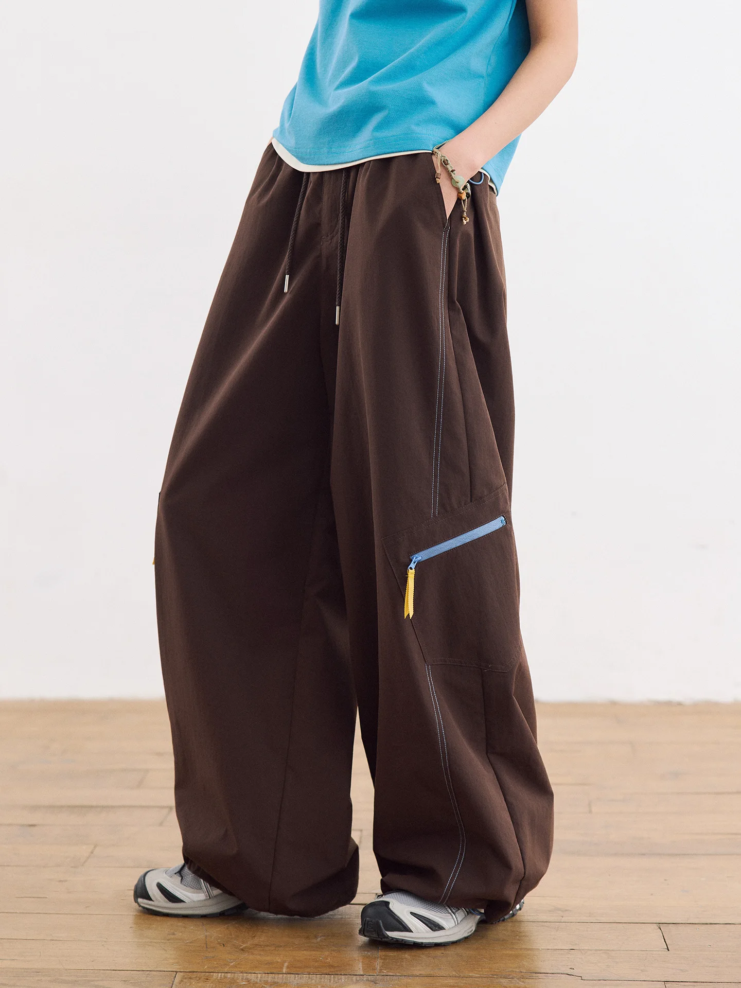 

Женские повседневные брюки Octopusme: летние легкие брюки-парашюты с плиссировкой и шнурком, в стиле колор-блок