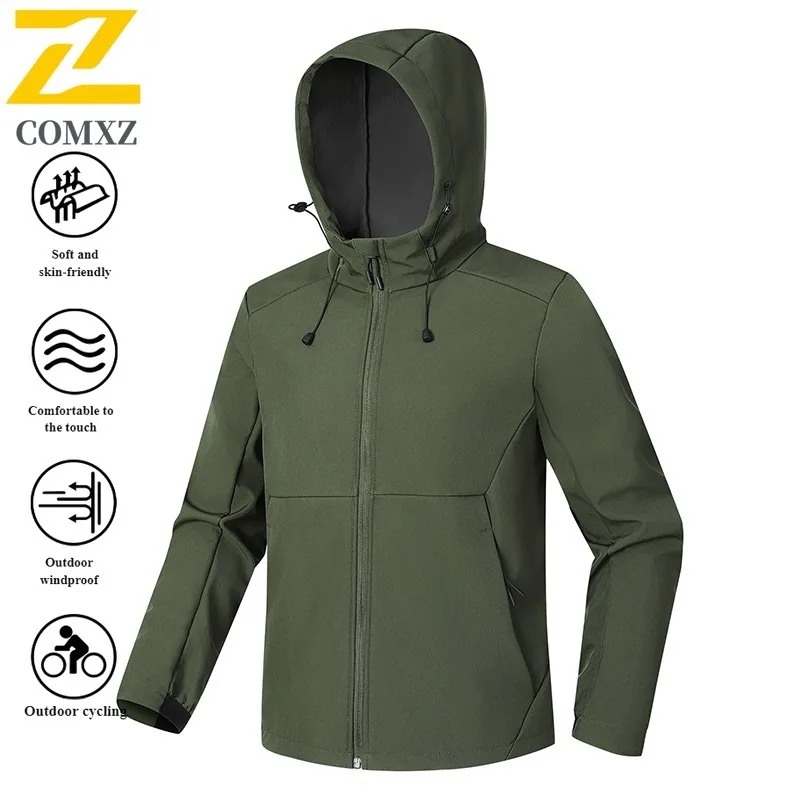 COMXZ cortavientos Mountain Tech Softshell impermeable con capucha abrigo al aire libre para senderismo Camping pesca Unisex urbano al aire libre 2025