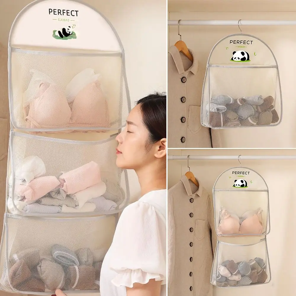 Multi-layer Storage Mesh Bag Save Space Large Capacity Socks Storage Bags Wardrobe Hanging Multi-function