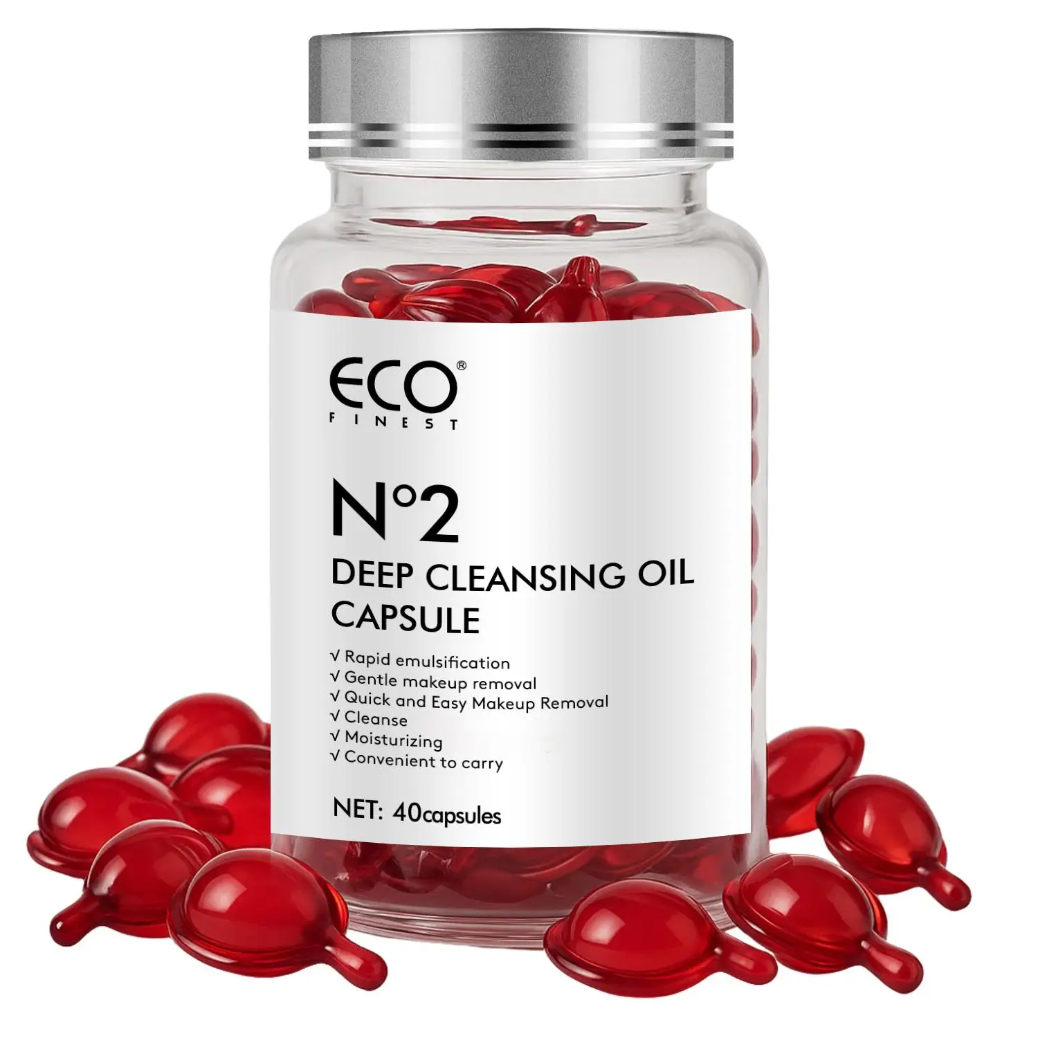 ECO Meilleur N ° 2 capsules d'huile nettoyant en profondeur (40 pièces) - Démaquillant doux, hydratant