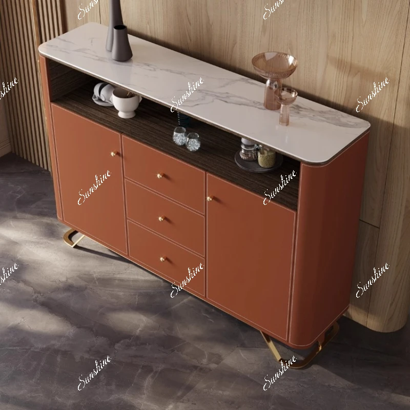 

Household dining, living room entrance door against the wall, living room rock slab locker