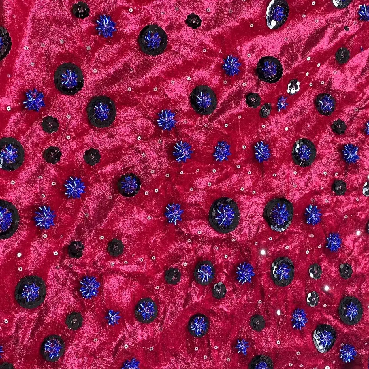 Velvet rolls bead tubes gold embroidery fabric sewing performance costumes evening gowns embroidered designer fabric