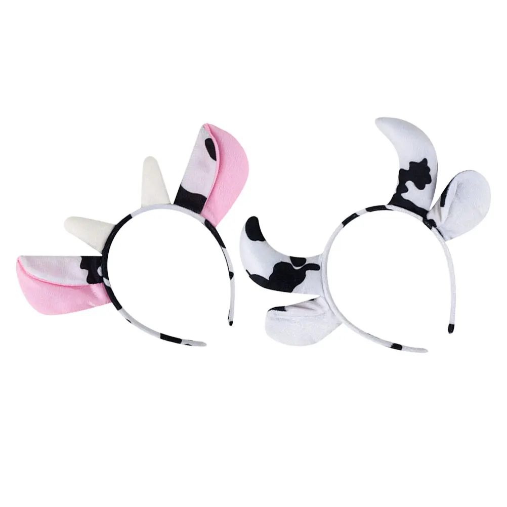 

2pcs Cow Headband Kids Hair Accessories Animal Ears Dressup Costume Childrens Cow Costume Props Farm Animal Costumes Photography