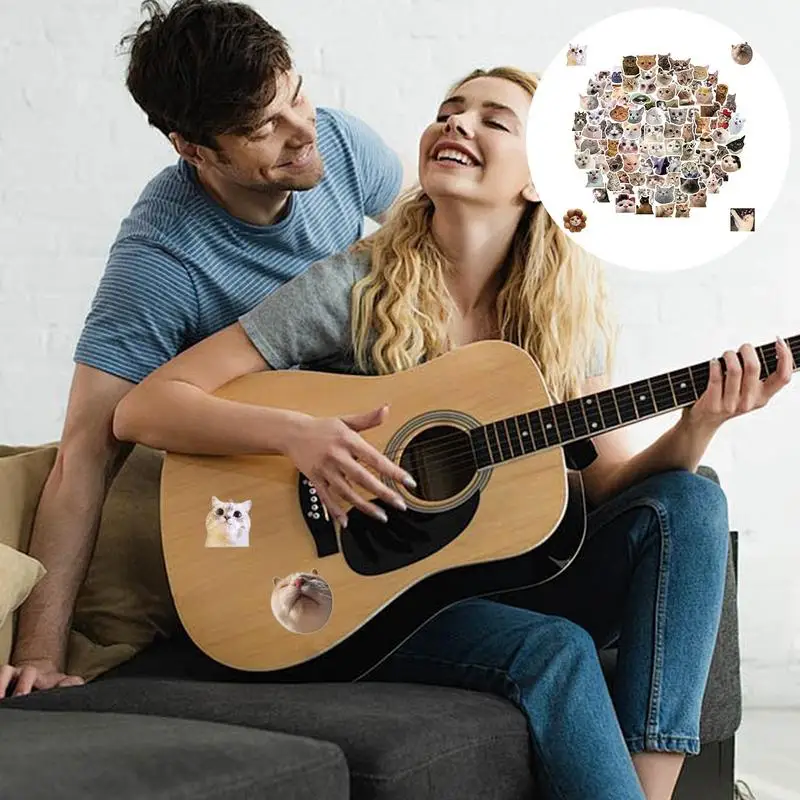 Pak stiker kucing lucu tahan air stiker kucing realistis dan beruntung untuk Laptop sepeda ponsel Skateboard hadiah untuk anak-anak