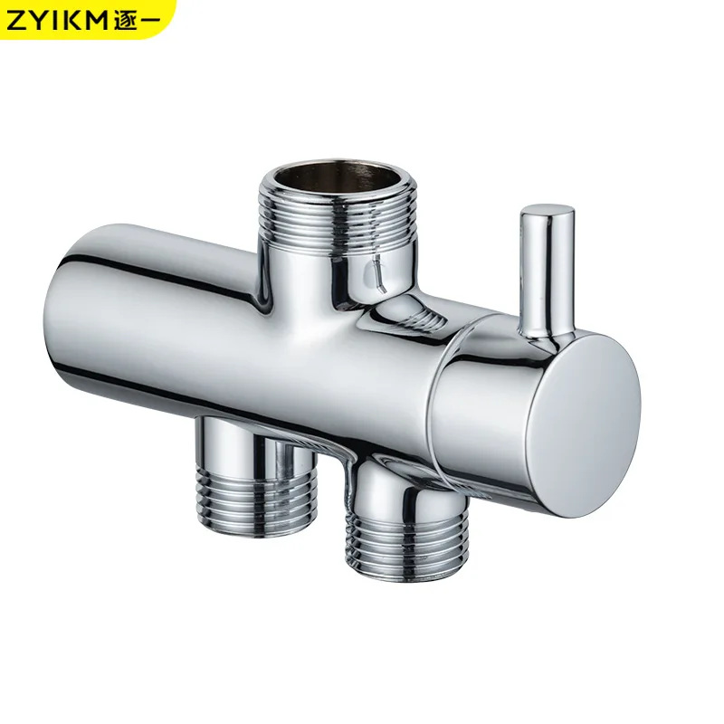 Brass Shower Tee Diverter Valve, One‑In Two‑Out Water Splitter 1/2