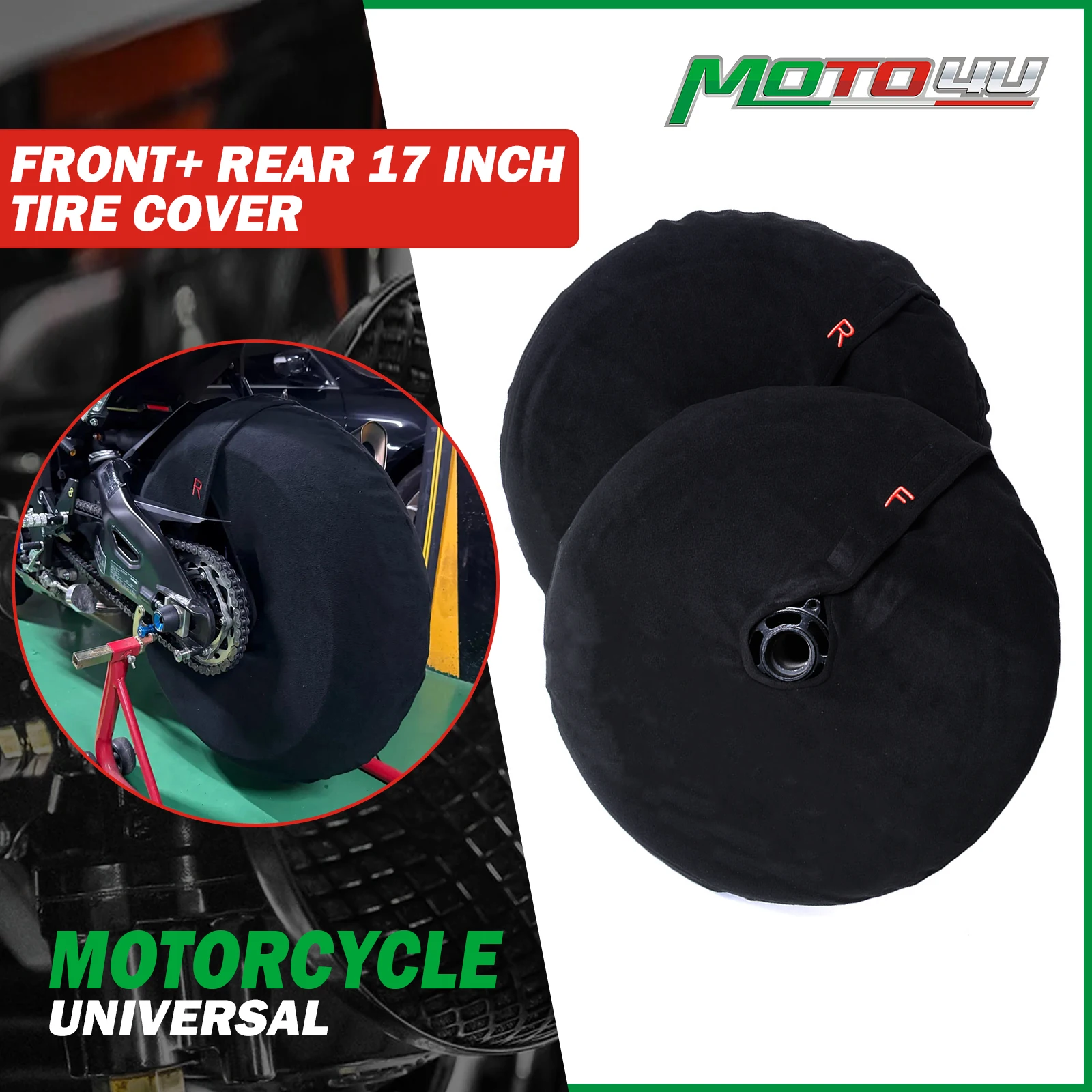 

17inch Universal Tire Tyre Warmers Windstop Motorcycle Tire Cover Polar Fleece Windbreak Front & Rear thicken