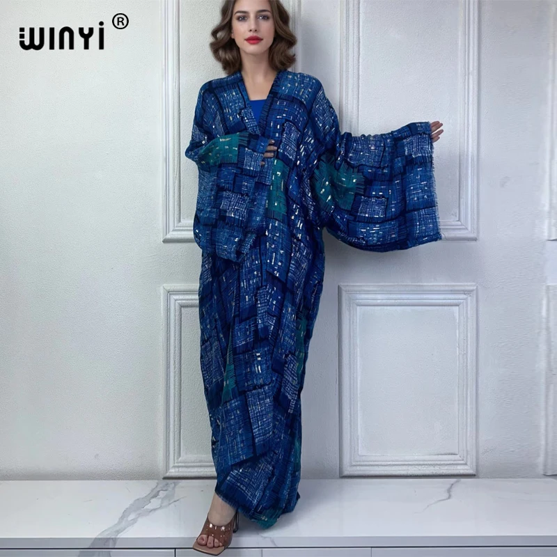 WINYI-Cardigan kimono d'été pour femmes, vêtements de plage, élégant, abaya, sexy, manteau long, couverture musulmane