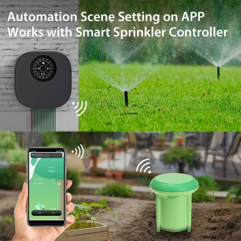 

Tuya APP Smart Soil Sensor Planting Temperature and Humidity Meter for ZigBee IP66 Wireless Soil Tester turf Gardening