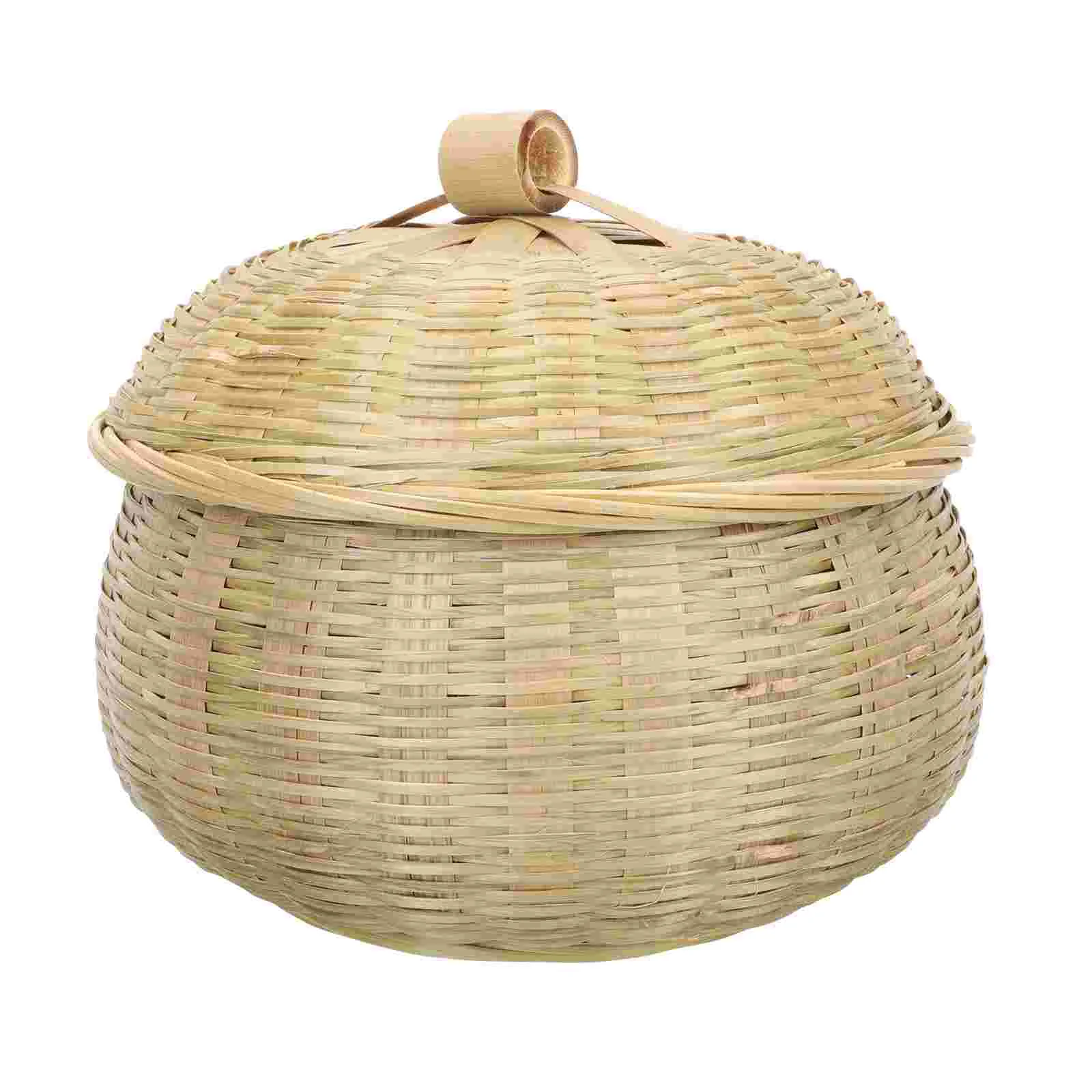 Bamboo Storage Basket Creative Baskets Egg Holder with Cover Household Multi-function Woven Handmade Organizing Lid