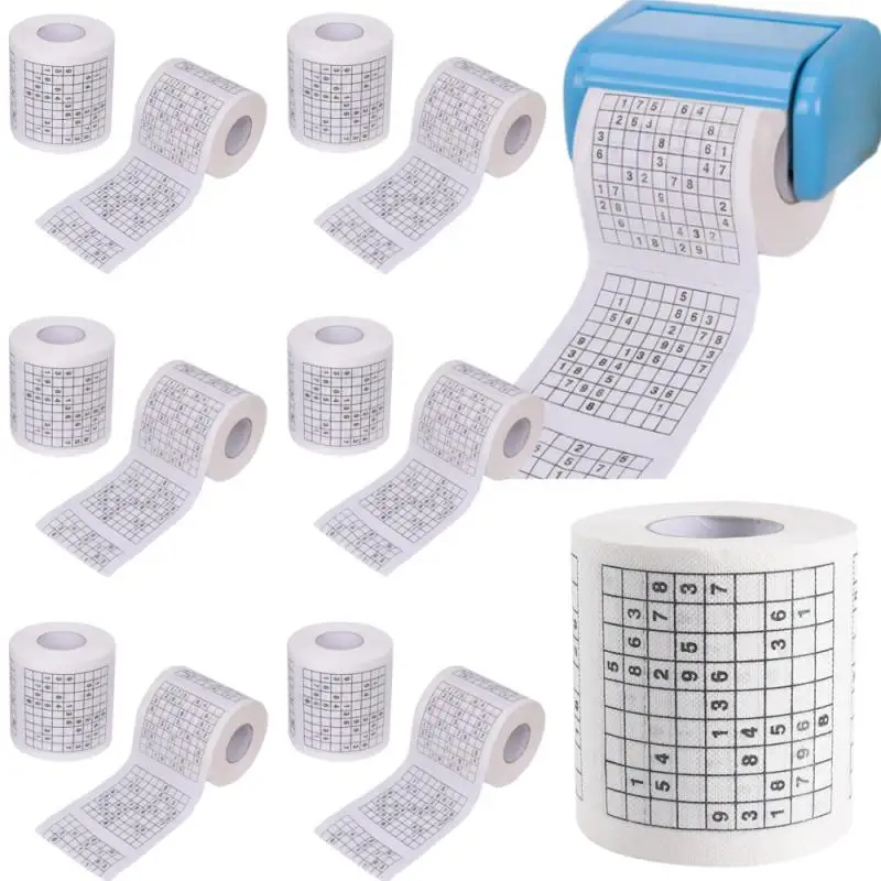 1PC Creative Sudoku Game Toilet Paper Roll with Fun Printed DesignsToilet Paper Bathroom Accessories