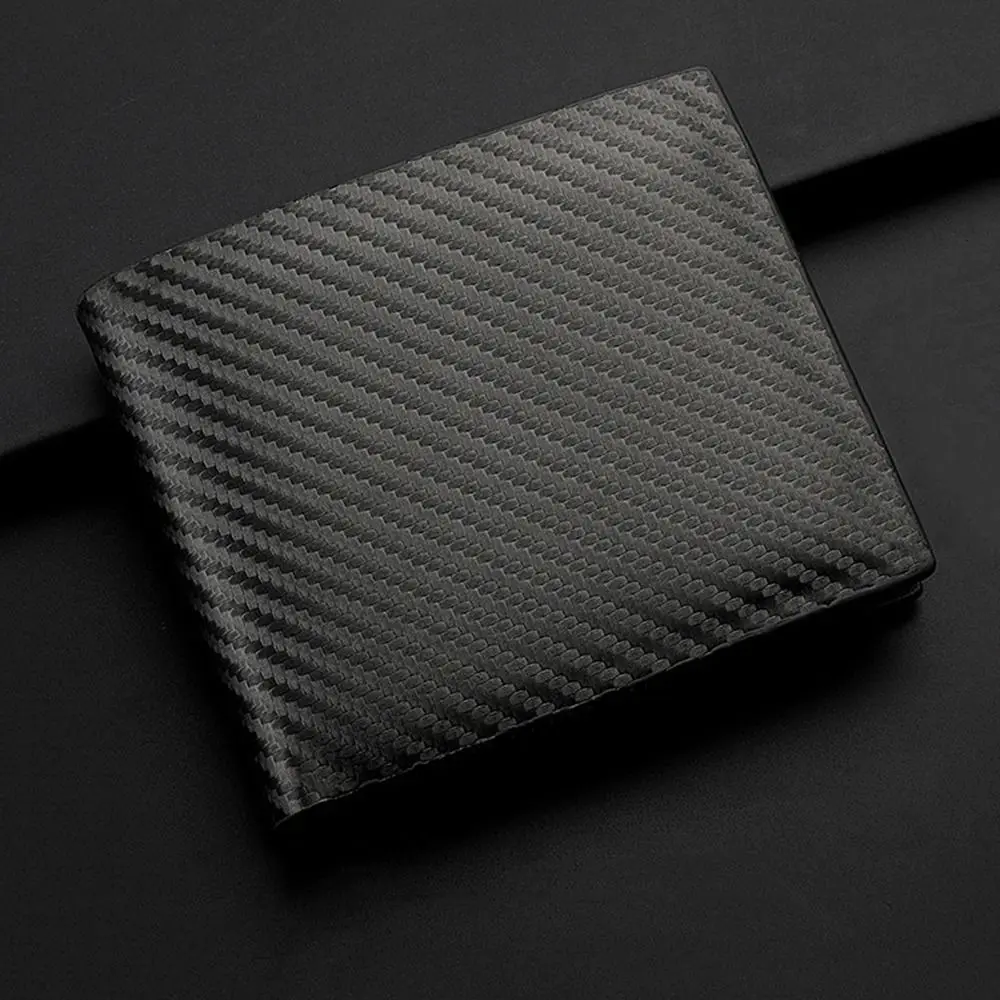 

Carbon Fiber Men Wallets Retro Zipper Horizontal Wallet Men PU Leather Plaid Coin Purse Multifunctional Card Holder