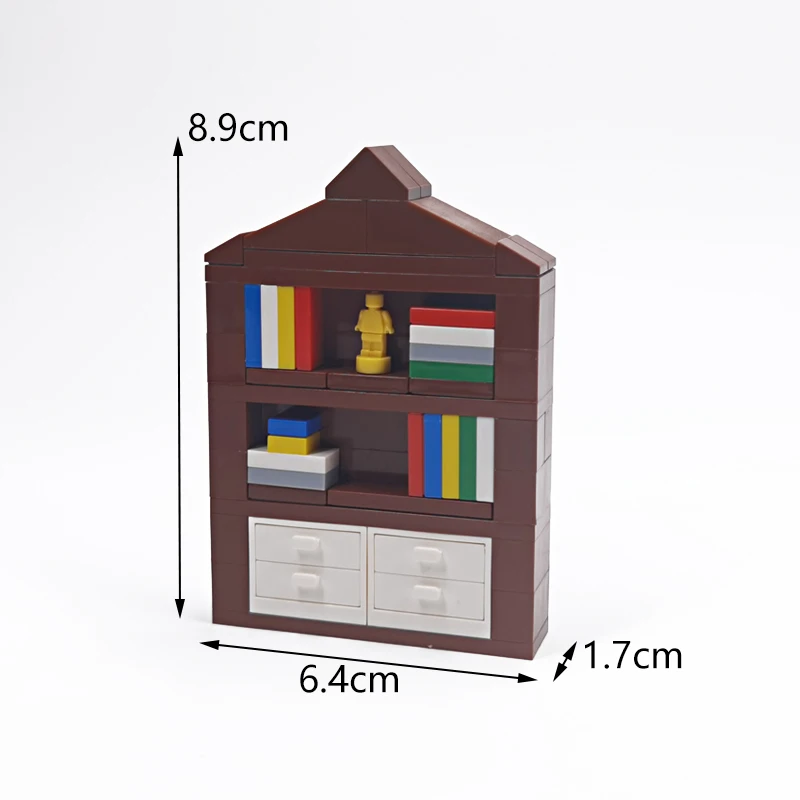 MOC-Bausteine, Möbel und Dekorationen für Wohnzimmer und Schlafzimmer – Bett, Bücherregal, Sofa, Computertisch, kleine Pflanzgefäße, Spielzeugmodelle. – Detail 27