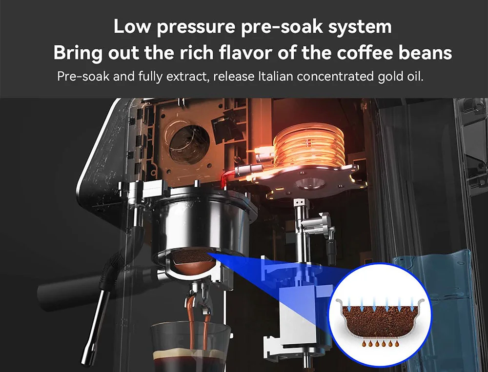 Multi-Functional Double Boiler Electric Coffee Bean Machine 20bar Pressure Espresso Machine