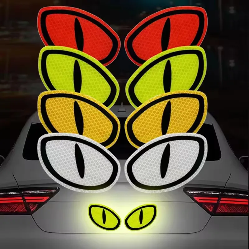 3D Effect Car Front and rear car Stickers Personalized Stickers Interesting Stickers Cat Eyes Pattern Reflective Safety Stickers