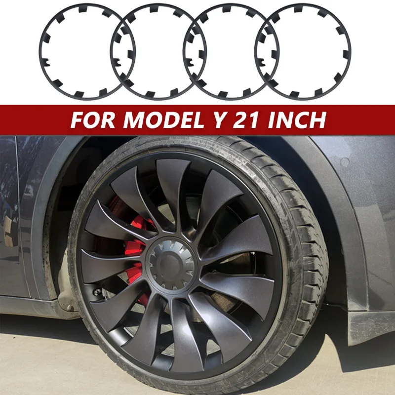 For Tesla Model Y 21 Inch Rim Wheel Hub Protection Patch Protectors ABS Wheel Guard Covers Accessories Auto Exterior 2018-2024