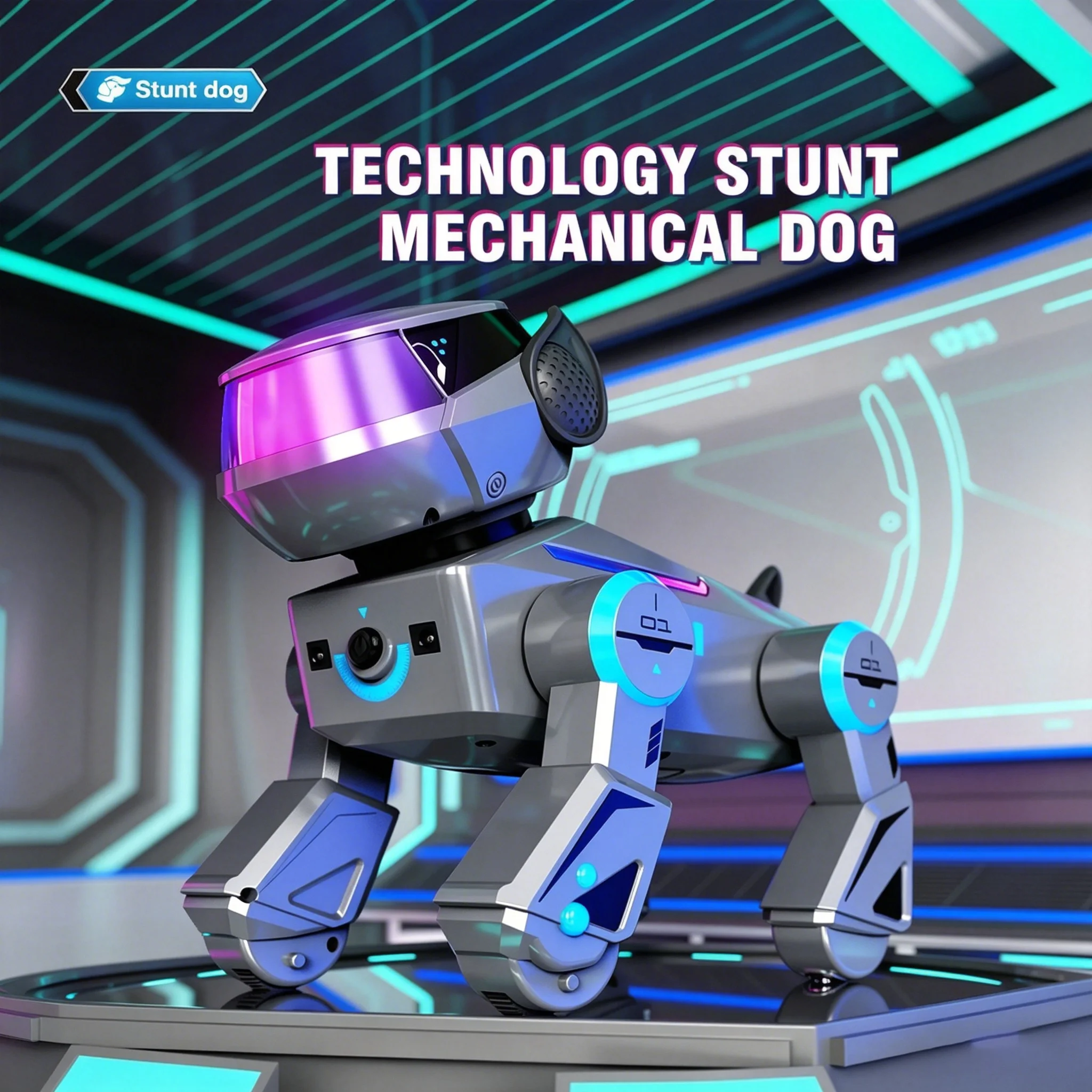 AI Smart RC Robot Dog Cyberpunk 2.4G Programmable Bluetooth Music LED Light Rechargeable Interactive Tech Pet Toy Gift For Kids