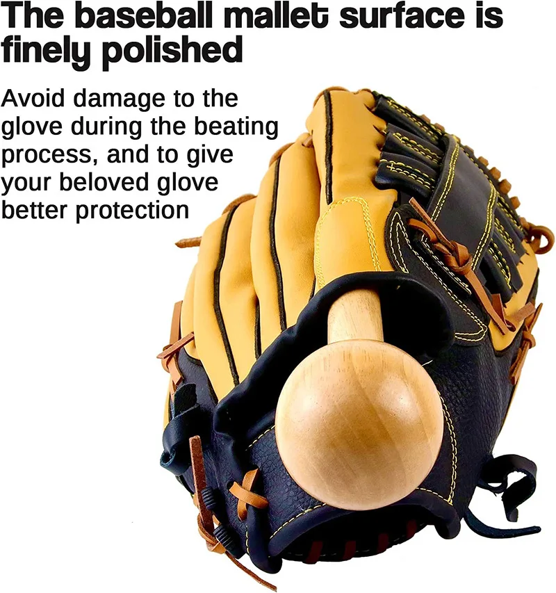 One Piece Baseball Glove Mallet Portable Functional Grip 12inch Exercise Bar Mitt For Break in Glove Practice Shaping Glove Care