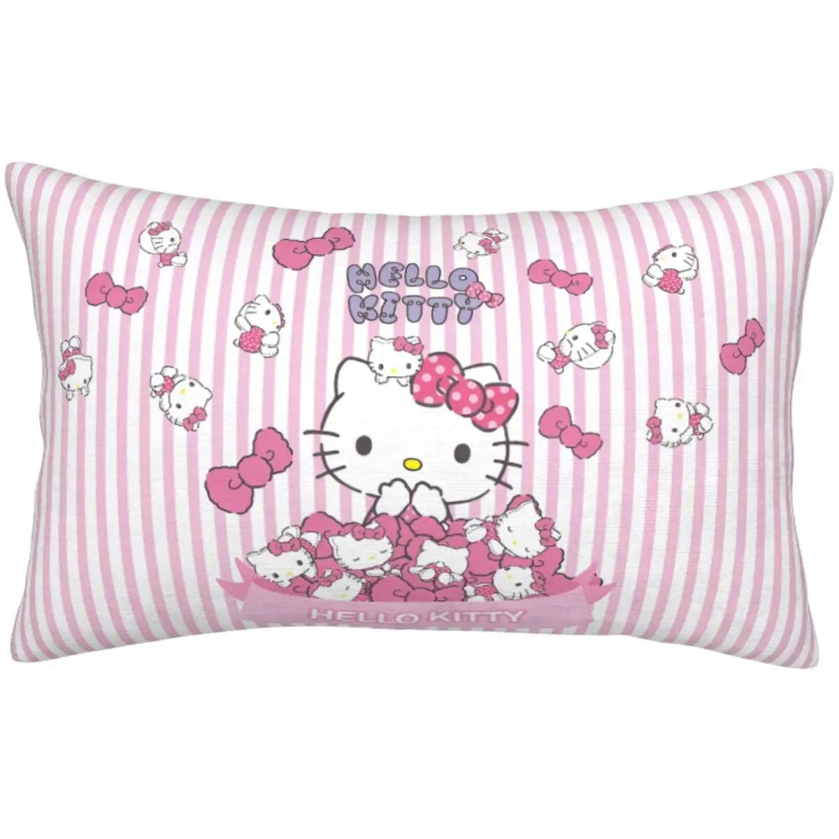 Pink Hello Kitty Cats Cartoon Reversible Pillowcase Cover 20x30 for Hair and Skin Bedding Pillow Covers For Kid Adult