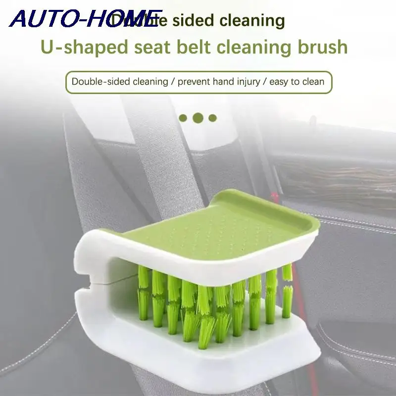 

Car Seat Belt Cleaning Brush Automotive Safe Belt Washing Tool Double Sided U Type Car Interior Openable Cleaning Brush