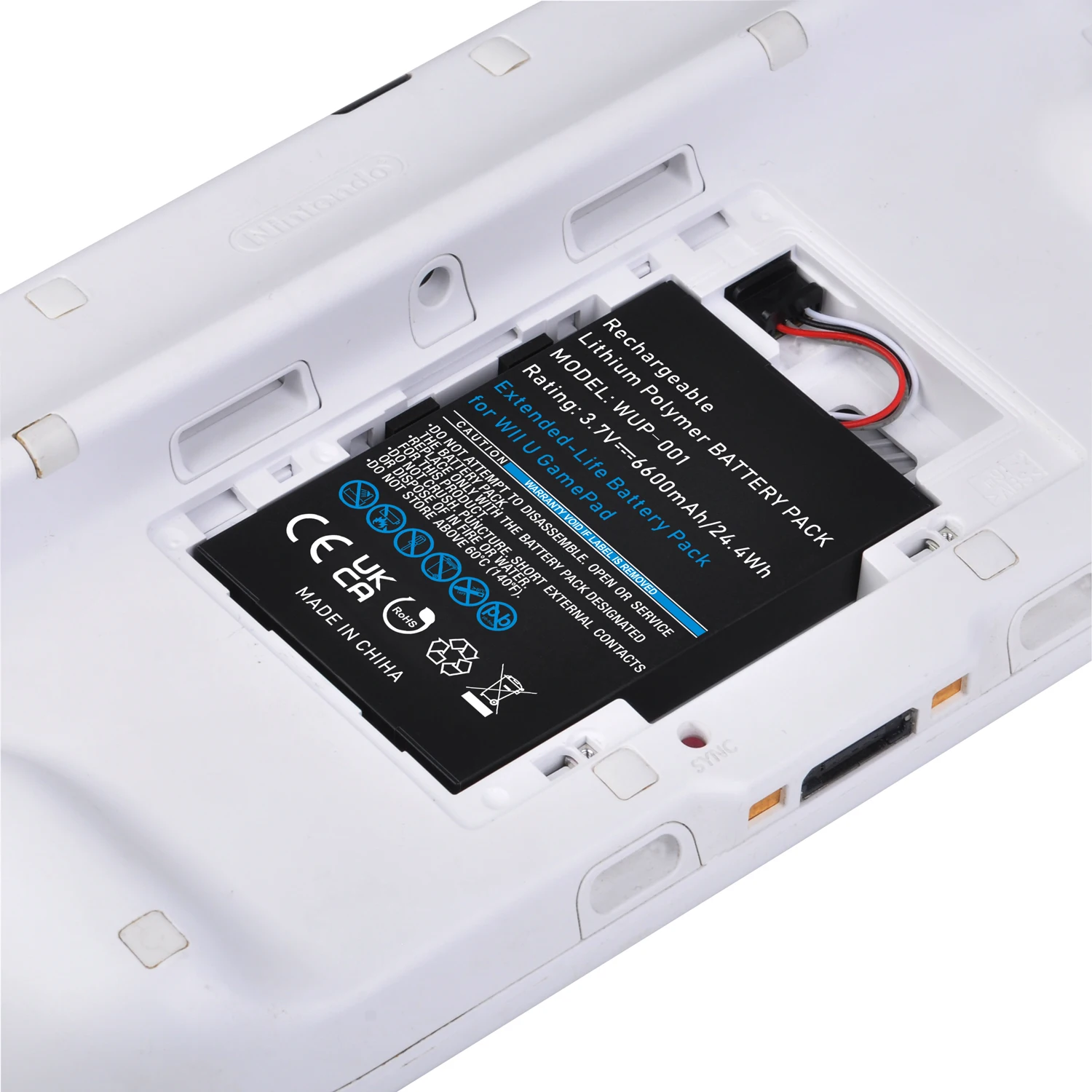 6600mAh High Capacity Battery for Nintendo Wii U Gamepad Rechargeable Long Lasting Battery, Fix Dead Power Issue