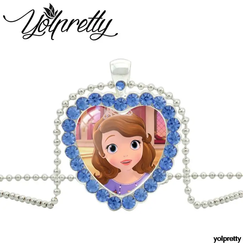2025 ديزني كارتون صوفيا أول الأميرة القلب كريستال قلادة قلادة الزجاج عقد عنق بحجر مصقول مجوهرات هدايا #4