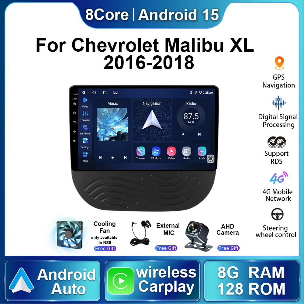 

Для Chevrolet Malibu XL 2016-2018 беспроводной Carplay автомобильный радиоприемник Android 15, авторадиосистема, стерео GPS-навигация, мультимедийный плеер