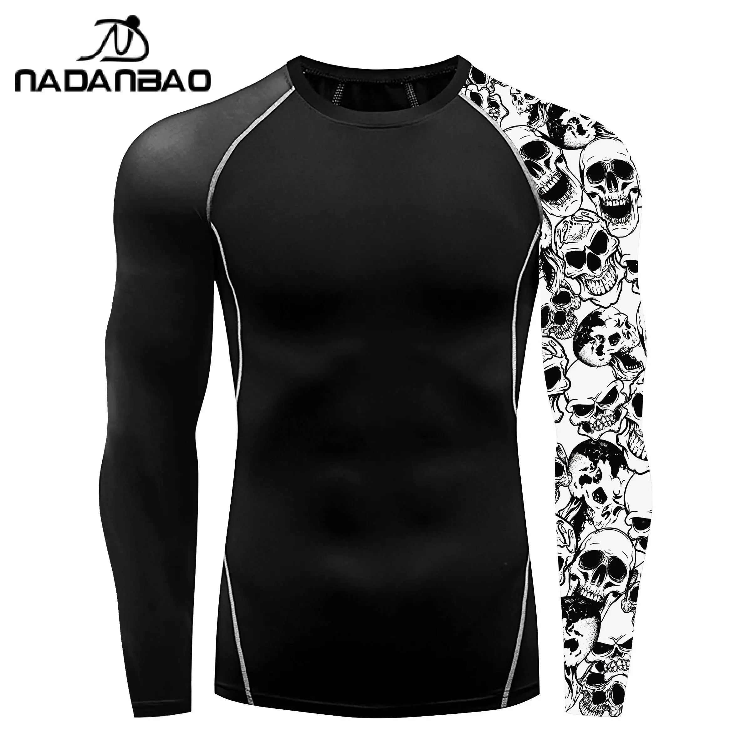 Nadanbao Quick Drying Surfing Wetsuit for Men 3D Printing Fitness T-Shirt Beach Party Swimwear Surfing Beachwear Top Clothes