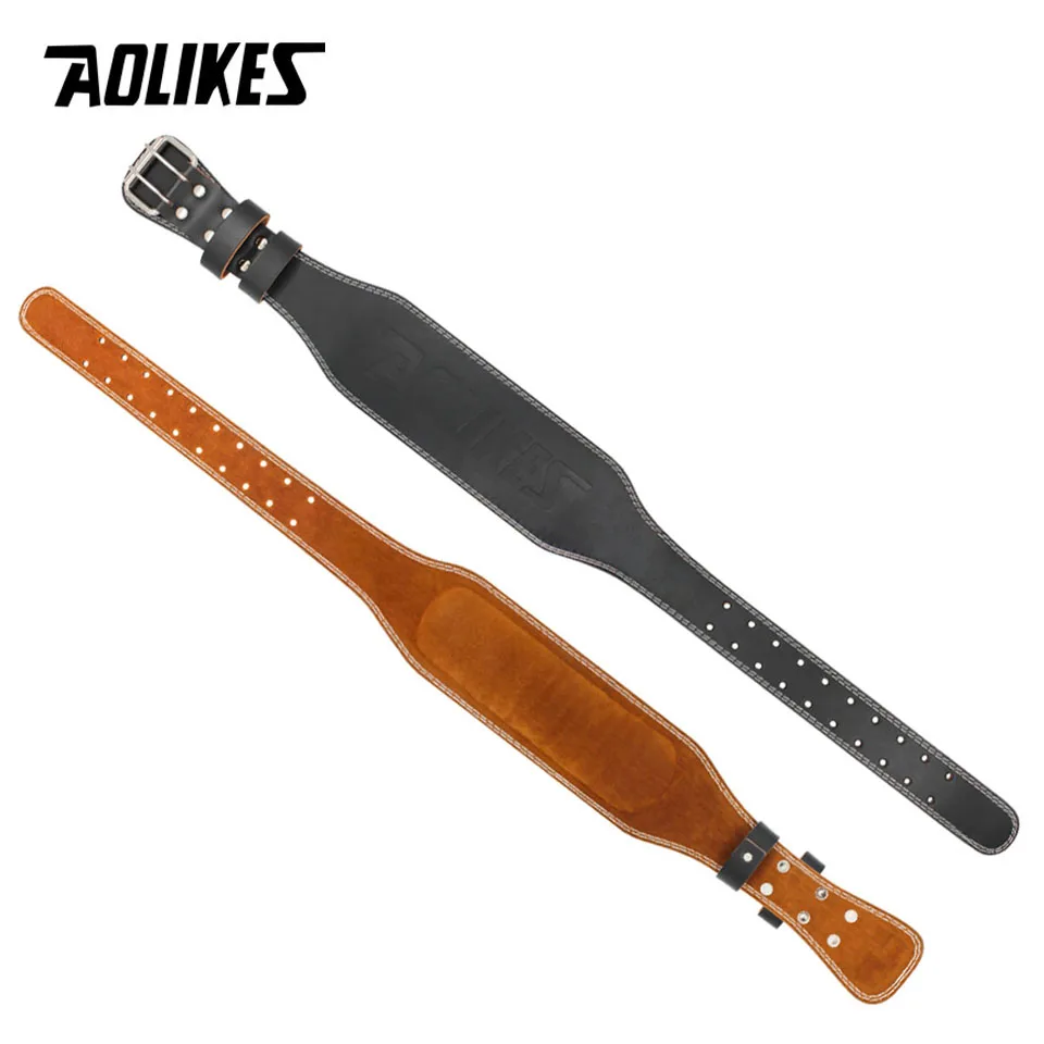 AOLIKES Waist Support Sports Safety Belt Protect Fitness Deep Squat Hard Pull Weightlifting Belt Cowhide Fitness Belt Protection