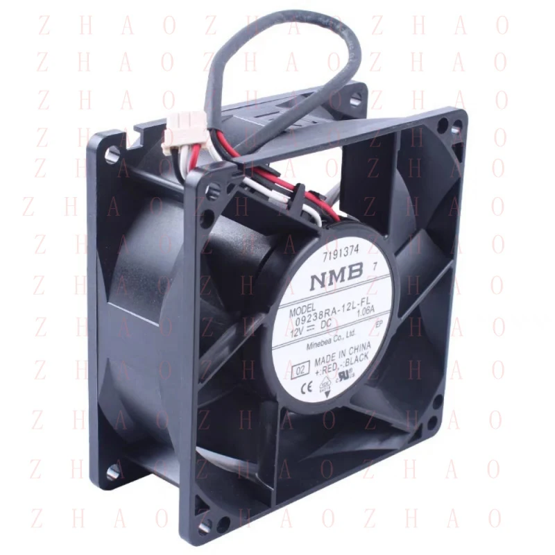 L+ 1PCS for NMB Fan 09238RA-12L-FL 92*92*38MM DC 12V 1.06A 3-wire 9238 cooling fan