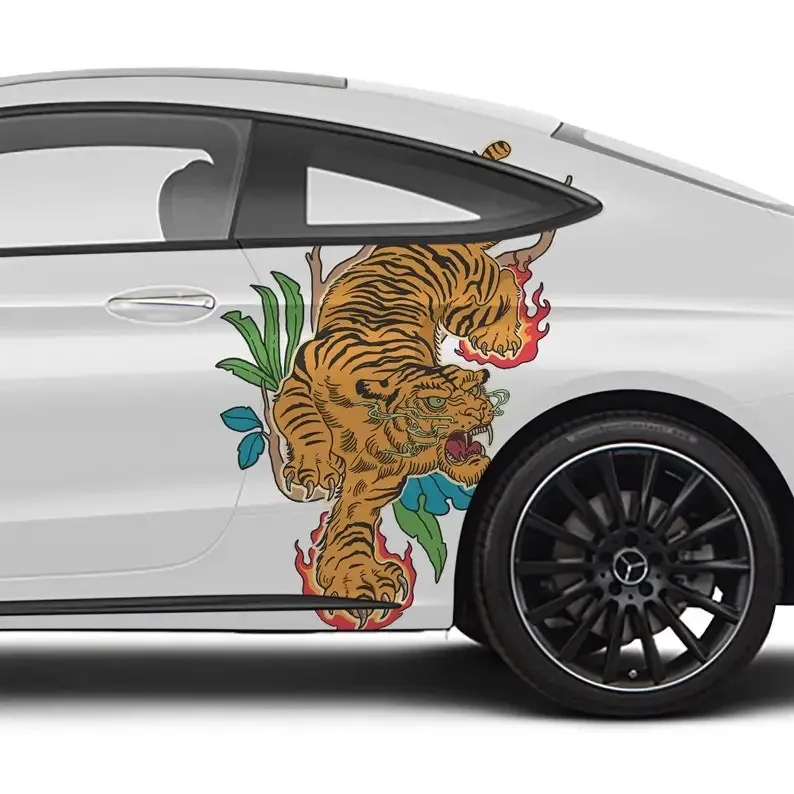 

Flaming Tiger Claw Car Decal Livery 2 Piece Set Limited Edition Designed In-house And Printed On Premium Vinyl Decorate