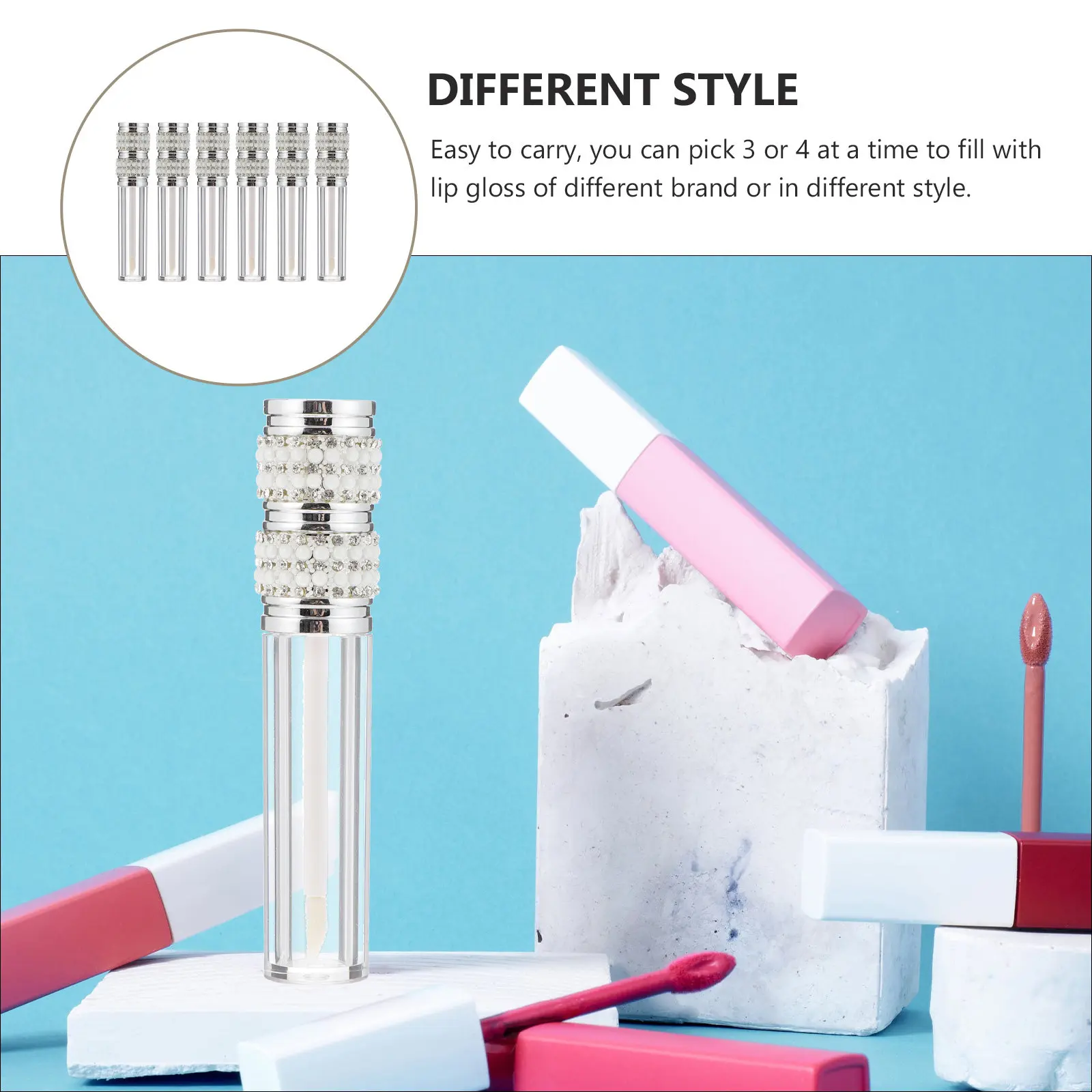 6Pcs 5Ml 빈 립밤 튜브 리필 가능 립글로스 용기 플라스틱 DIY 병 휴대용 샘플 보관
