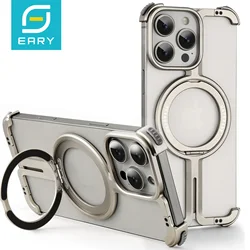 Eary Minimalist Phone Case for iPhone 16/15/14/13 Pro Max for Magsafe Kickstand Aluminum Metal Frameless Cover for Phone Shells