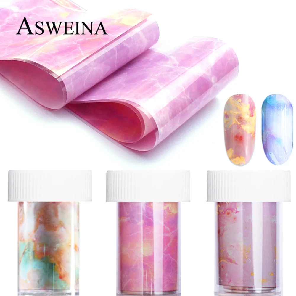 Nail Foils Marble Pattern Sticker Holographic Transfer Nail Art Decals Manicure DIY Tips Shining Paper Adhesive Decoration