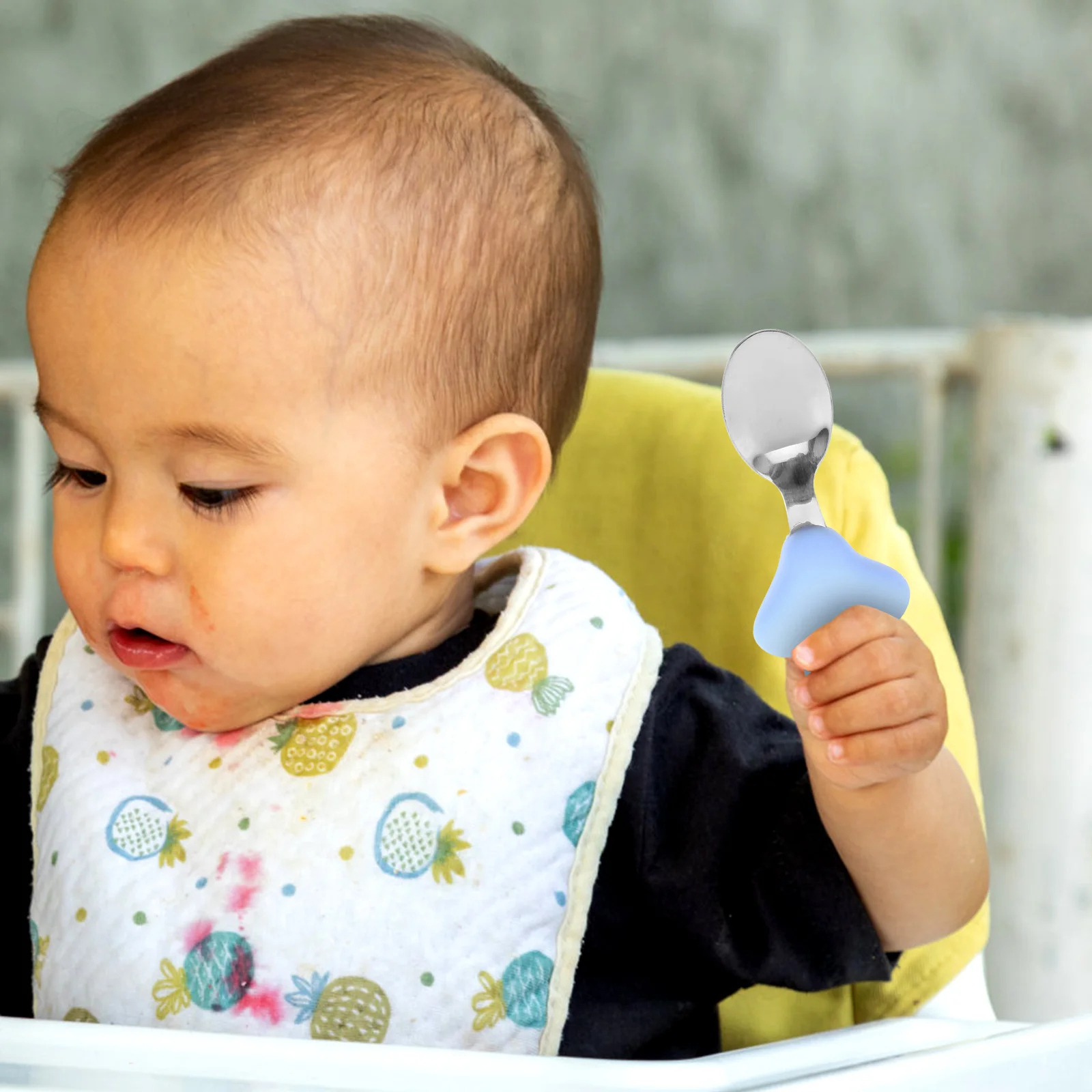 

1 комплект, набор ложек для еды, вилок, столовое серебро для малышей, силиконовая ручка, легко чистящаяся портативная обучающая посуда для младенцев