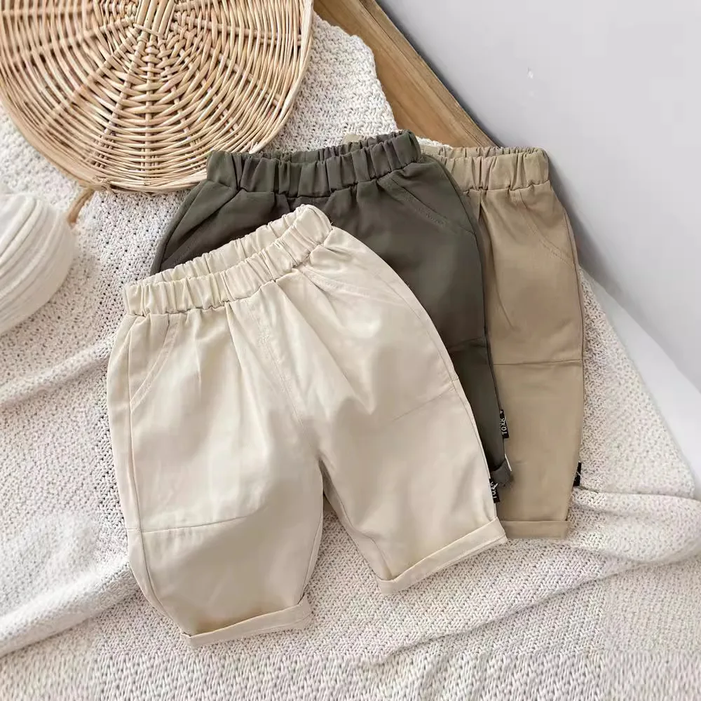 Baby-Freizeithose für Jungen und Mädchen, einfarbig, bequeme Hose mit Taschen, modische Kinder-Cargohose für 1, 2, 3, 4, 5 Jahre