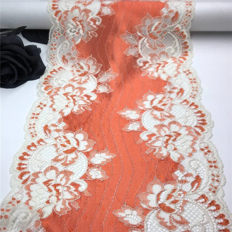 Quality Stretch Lace Sewing Accessories Two Tone Elastic Lace Trim Nylon-Spandex Lace Fabrics For Clothing Crafts