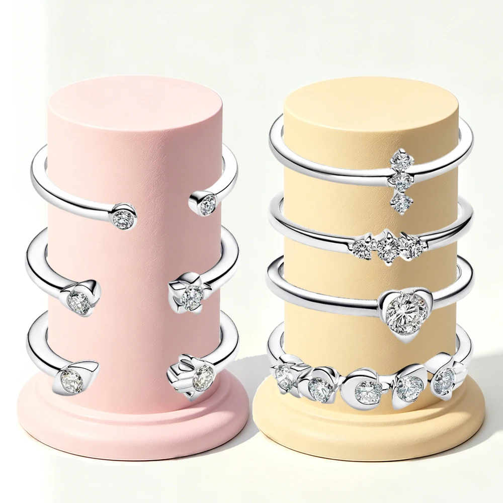 2026 New 925 Silver Sparkling Zircon Love Heart Palm Talisman Star Opening Exquisite DIY Charm Jewelry Ring Display Tool