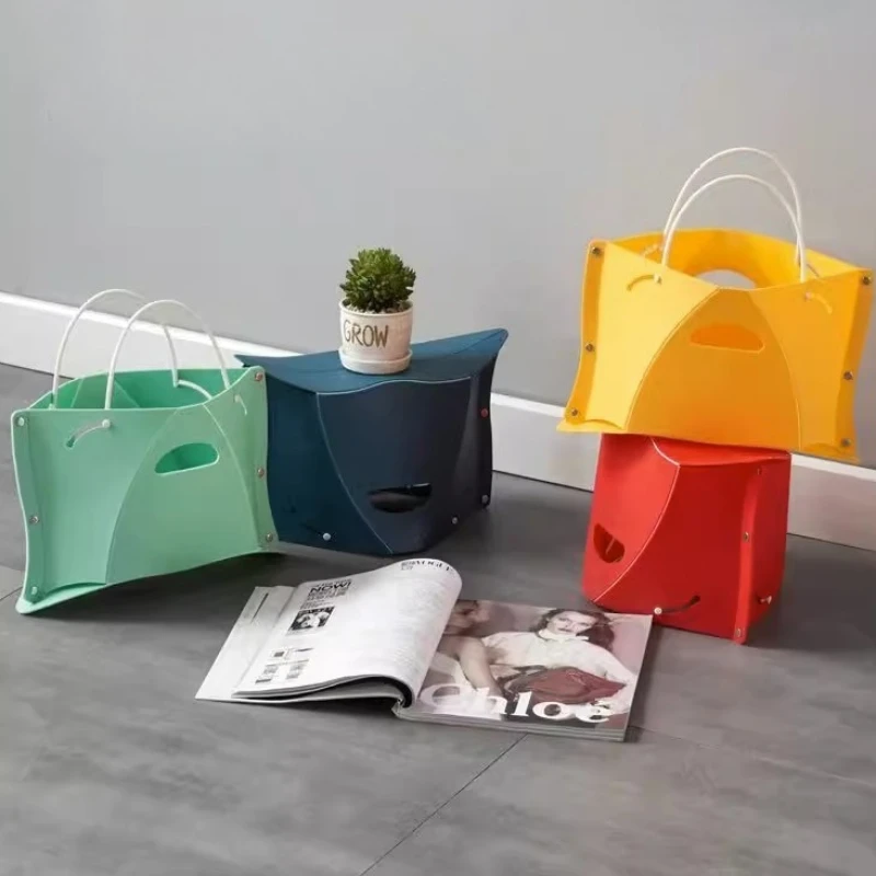 1/2/4 قطعة المحمولة كرسي بلا ظهر قابل للطي حقيبة التخزين مع مقبض حمل مستخدمين السفر في الهواء الطلق التخييم سلة فاكهة كرسي قابل للطي #2